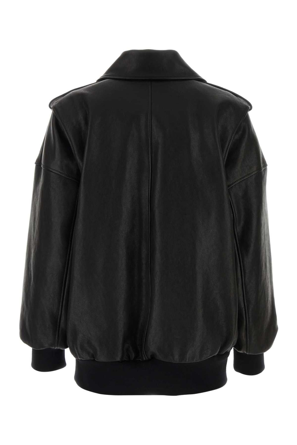 Alexander Mcqueen Women Black Leather Oversize Jacket