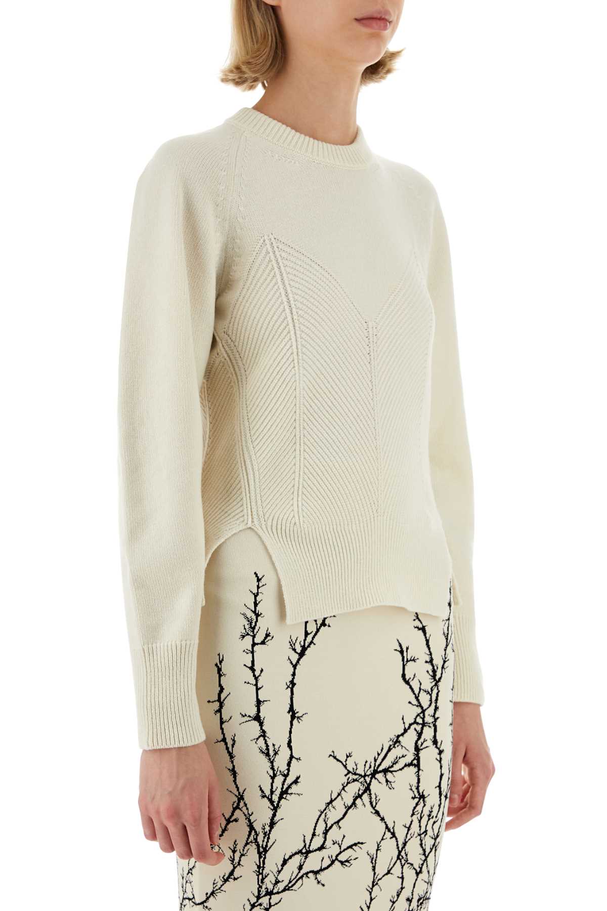 Alexander Mcqueen Women Ivory Wool Blend Sweater