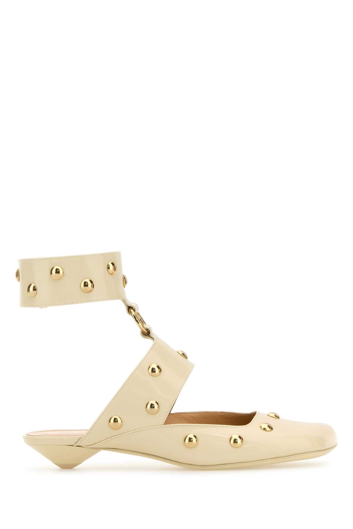 Chloe Women Ivory Leather Jade Sabot