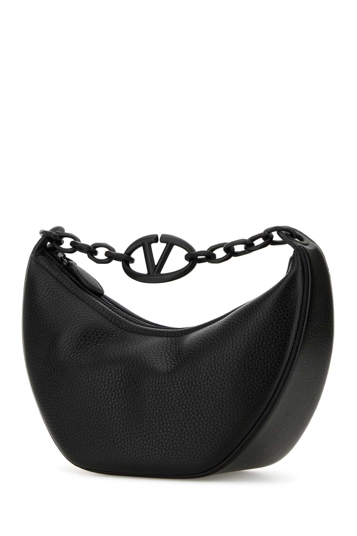 Valentino Garavani Women Black Leather Hobo Vlogo Moon Handbag
