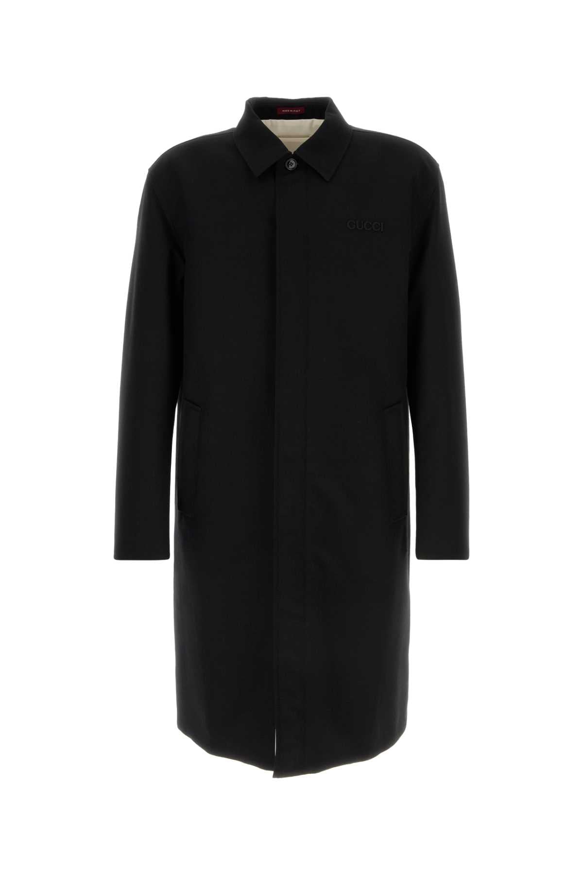 Gucci Men Black Wool Coat