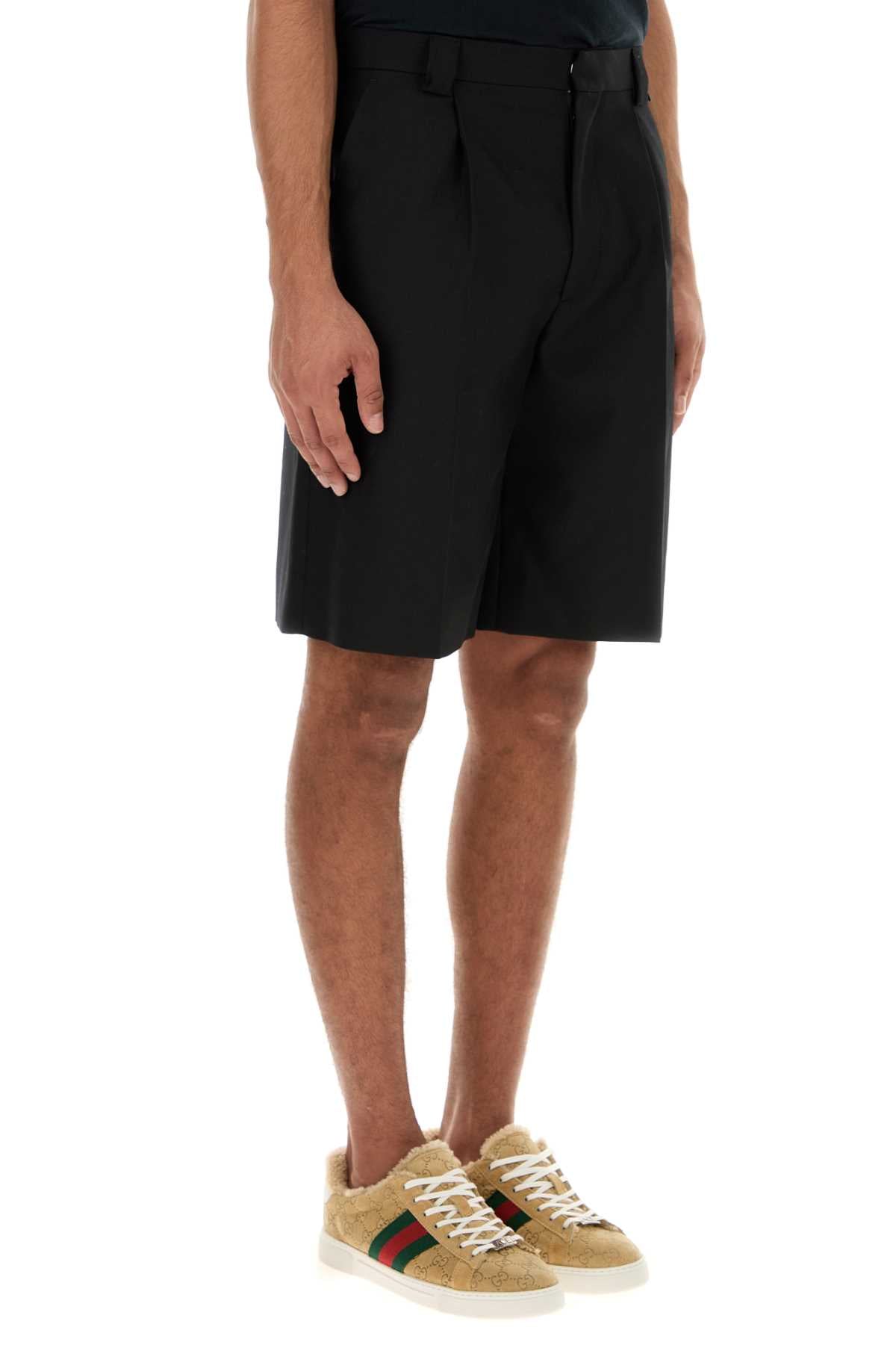 Gucci Men Black Twill Bermuda Shorts