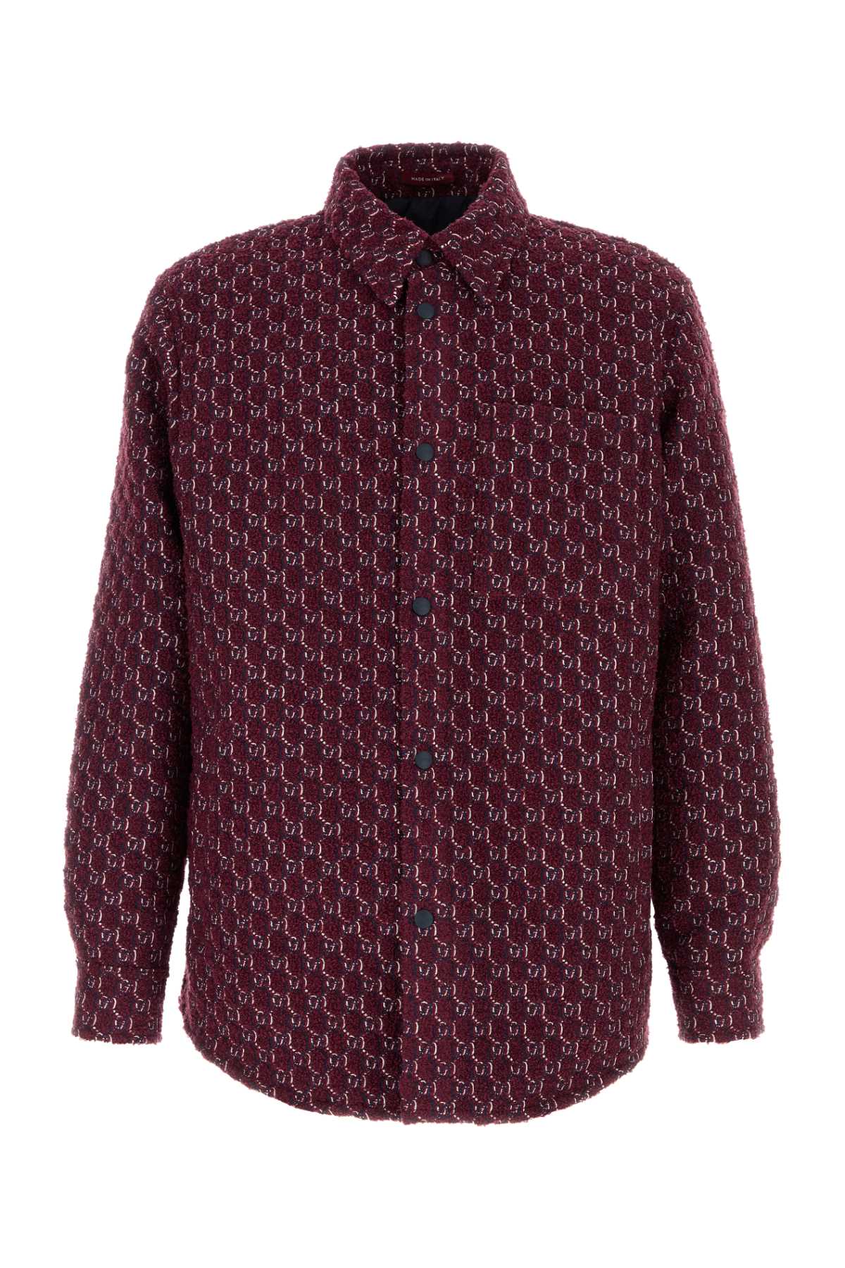 Gucci Men Burgundy Boucle Padded Shirt