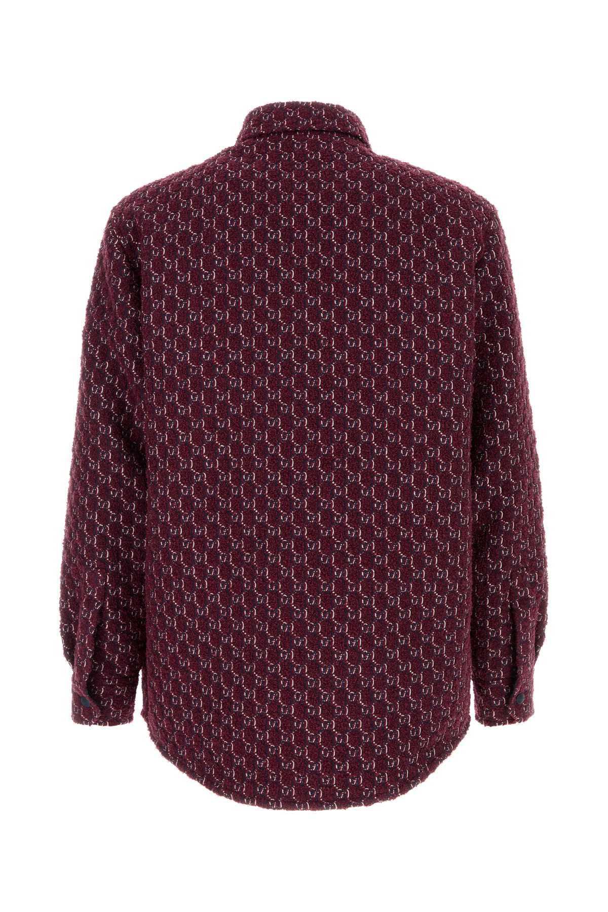 Gucci Men Burgundy Boucle Padded Shirt