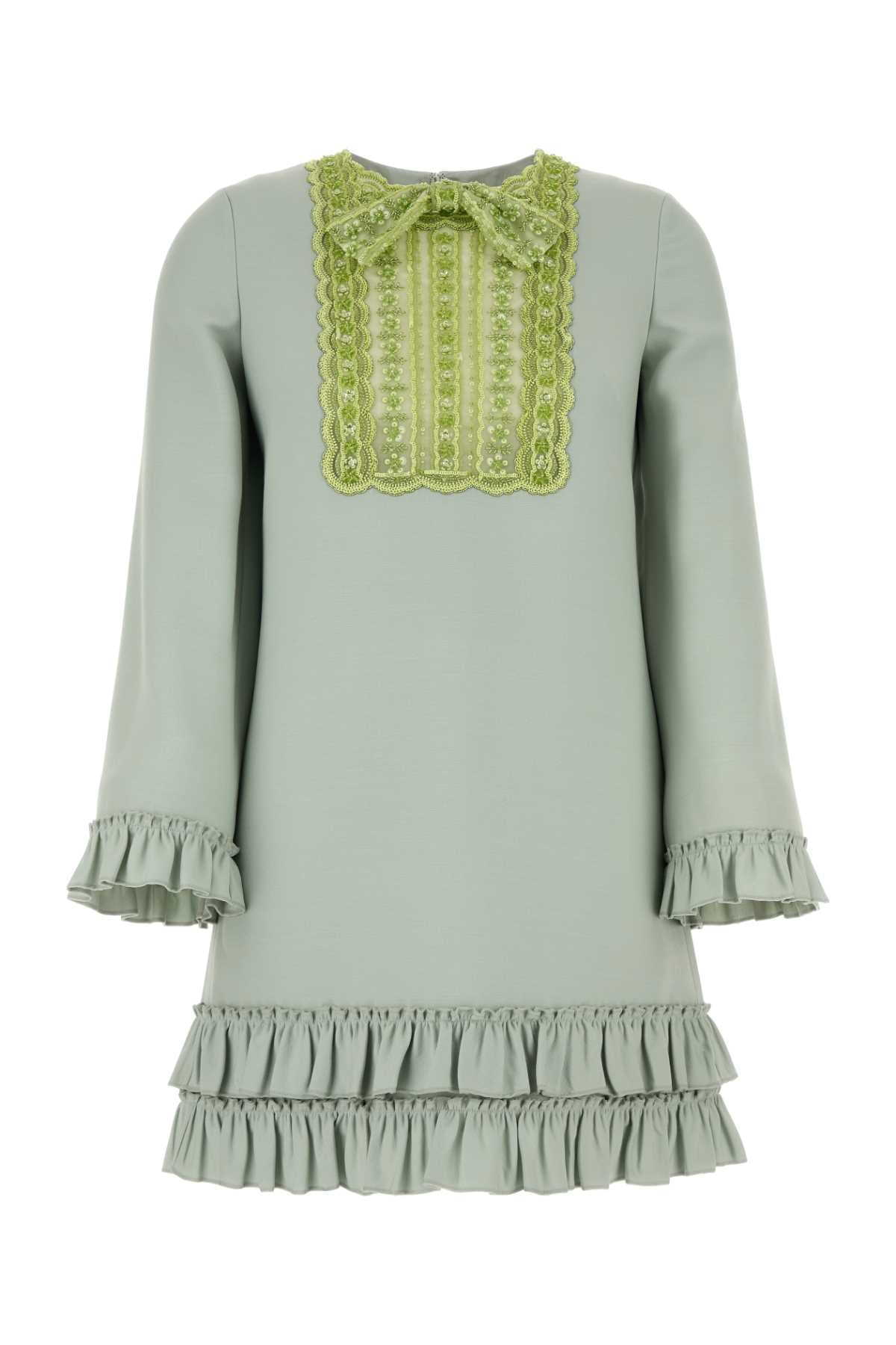 Valentino Garavani Women Mint Green Wool Blend Mini Dress