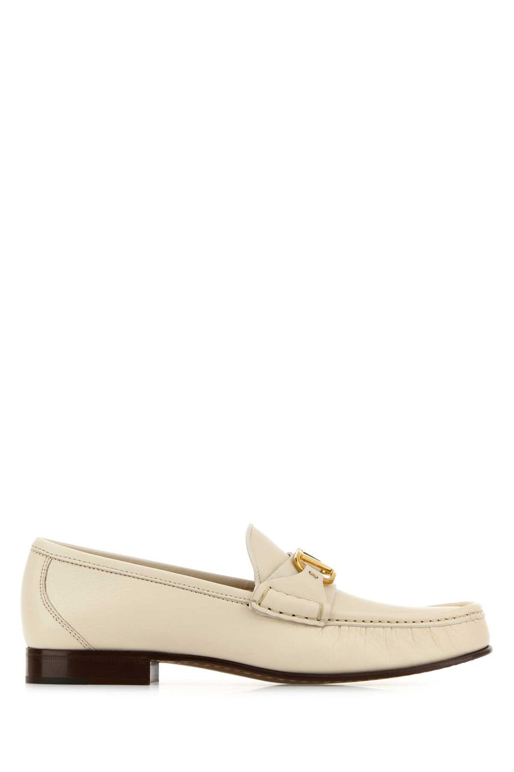 Valentino Garavani Women Ivory Leather Vlogo Loafers