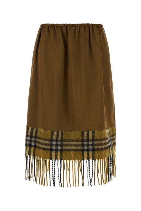 Burberry Women Biscuit Satin Skirt