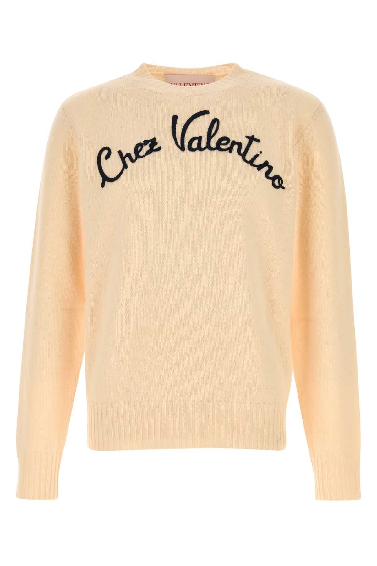 Valentino Garavani Men Cream Wool Sweater