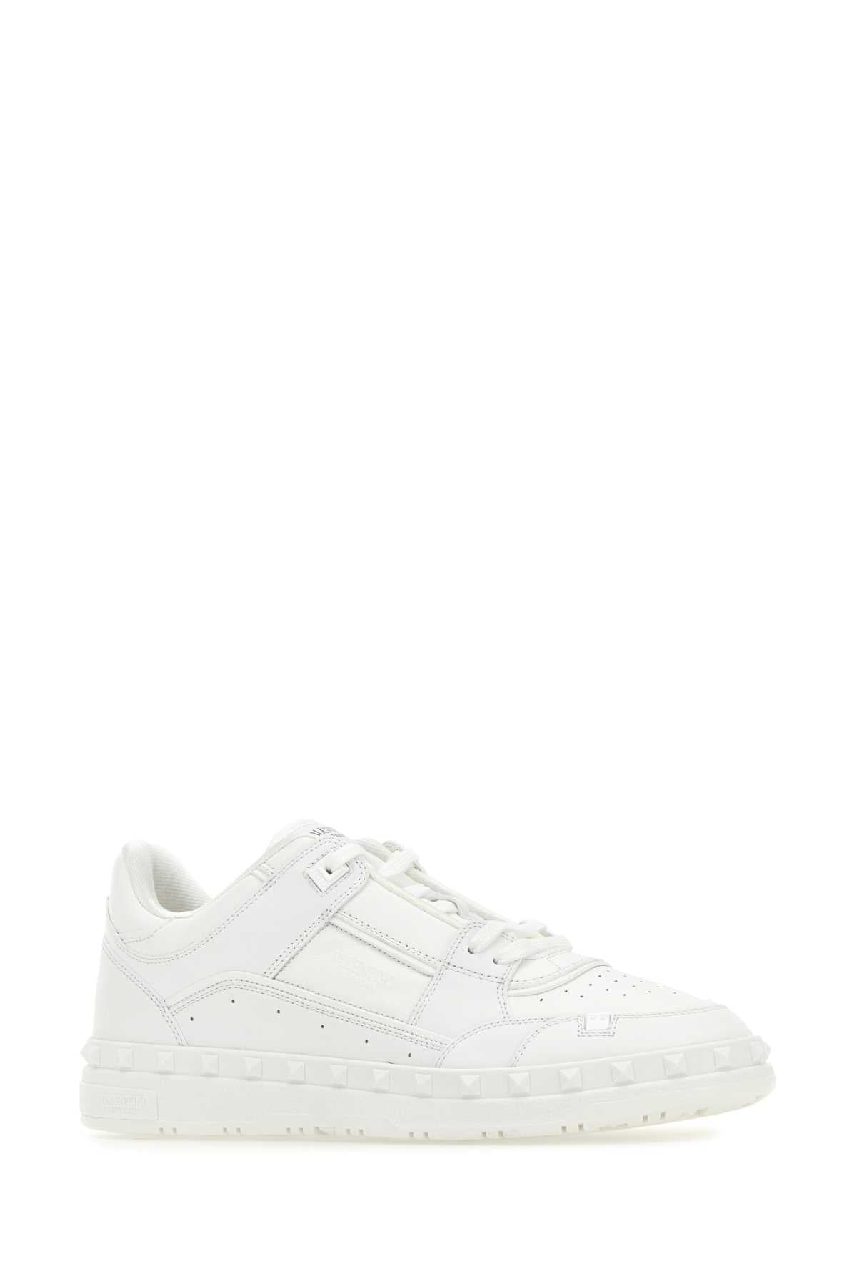 Valentino Garavani Men White Leather Freedots Sneakers