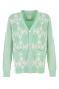 Givenchy Men Pastel Green Wool Blend Cardigan