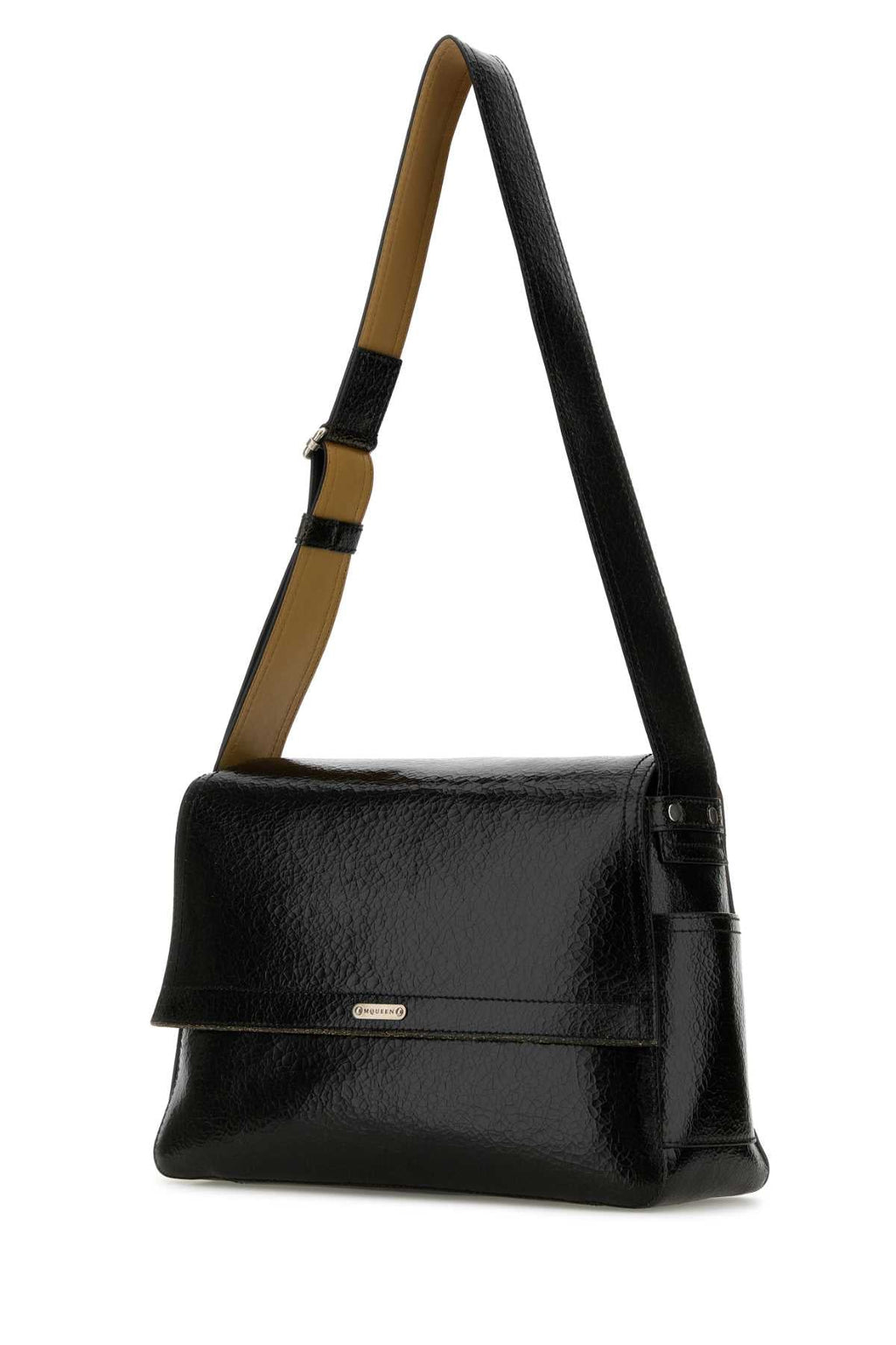 Alexander Mcqueen Men Black Leather The Slouch Crossbody Bag