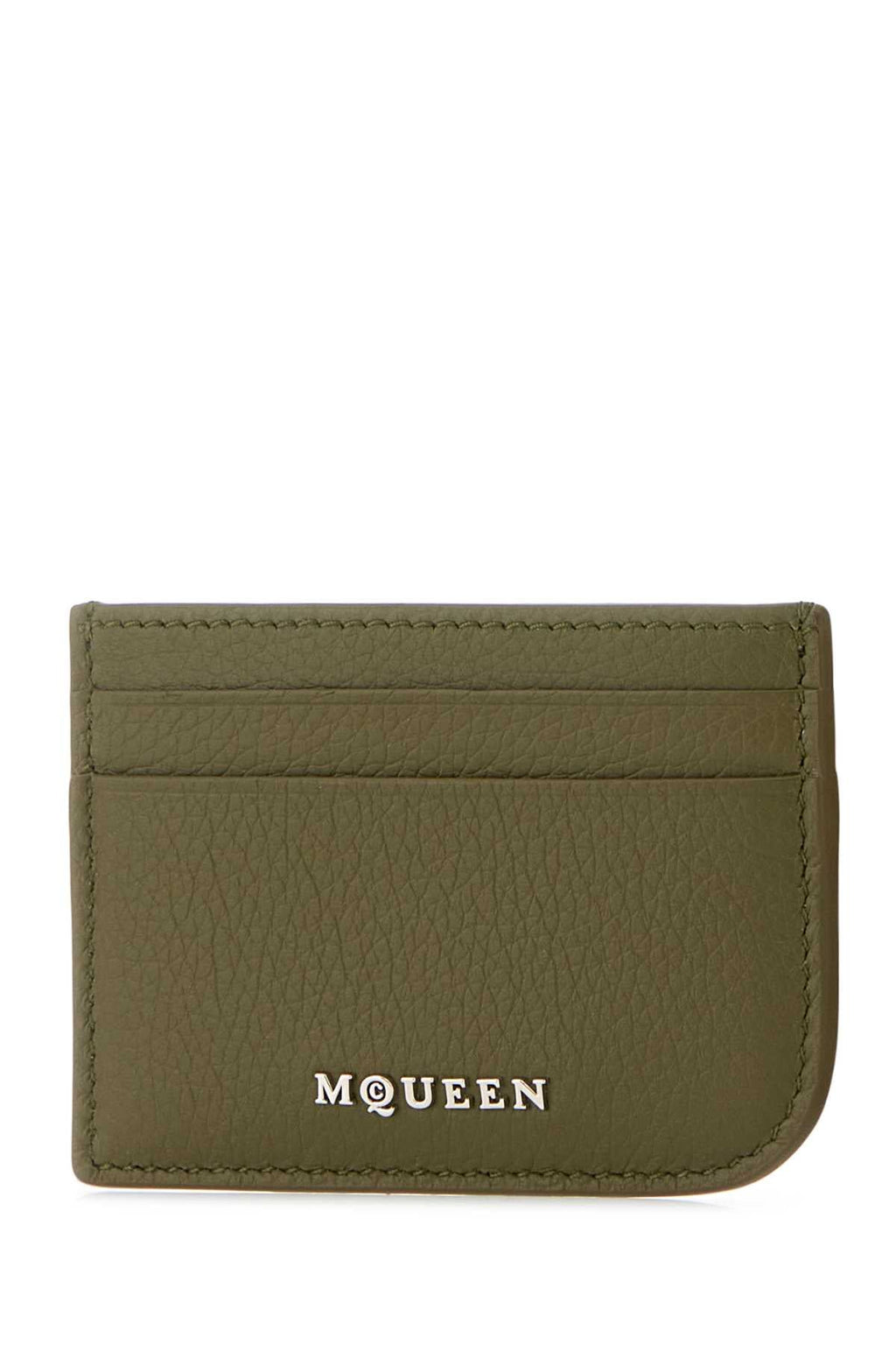 Alexander Mcqueen Men Army Green Leather Card Holder