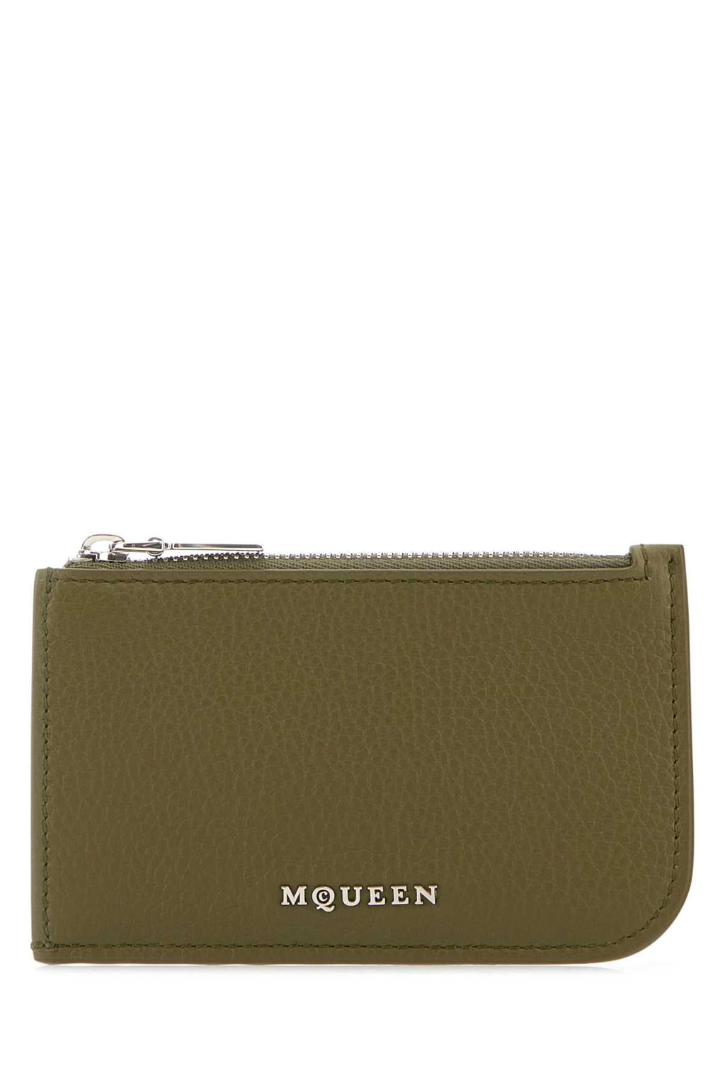 Alexander Mcqueen Men Army Green Leather Card Holder