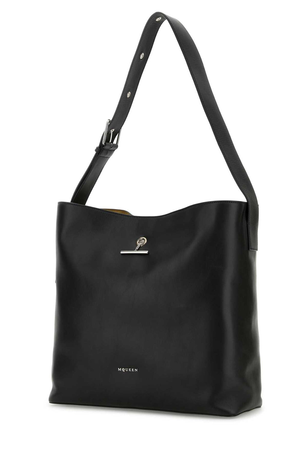Alexander Mcqueen Men Black Leather Pendant Shopping Bag