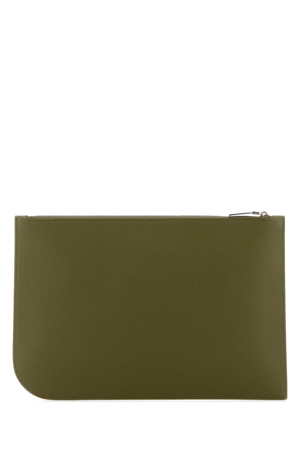Alexander Mcqueen Men Olive Green Leather Large Sling Pouch