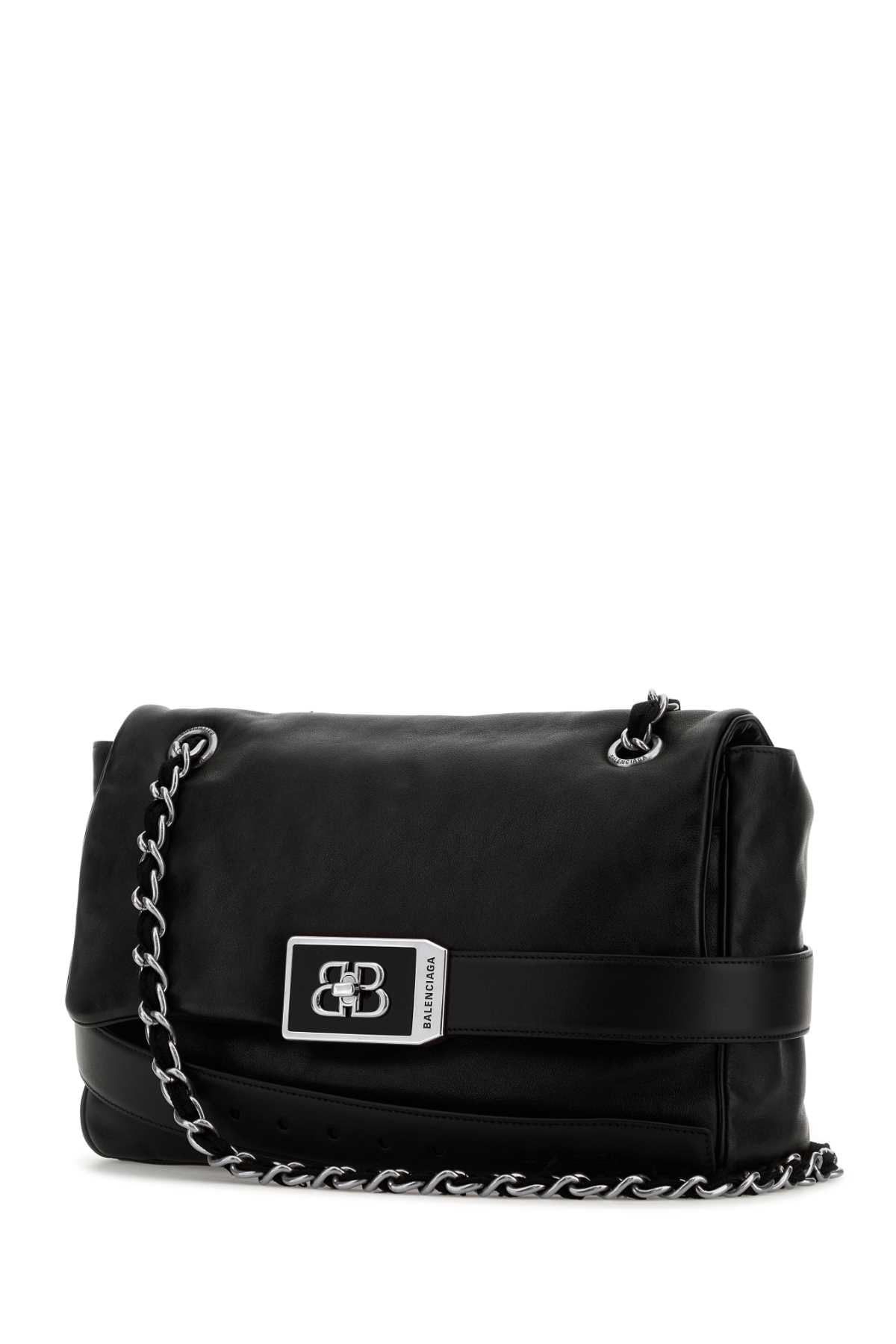 Balenciaga Women Black Leather Modu Shoulder Bag