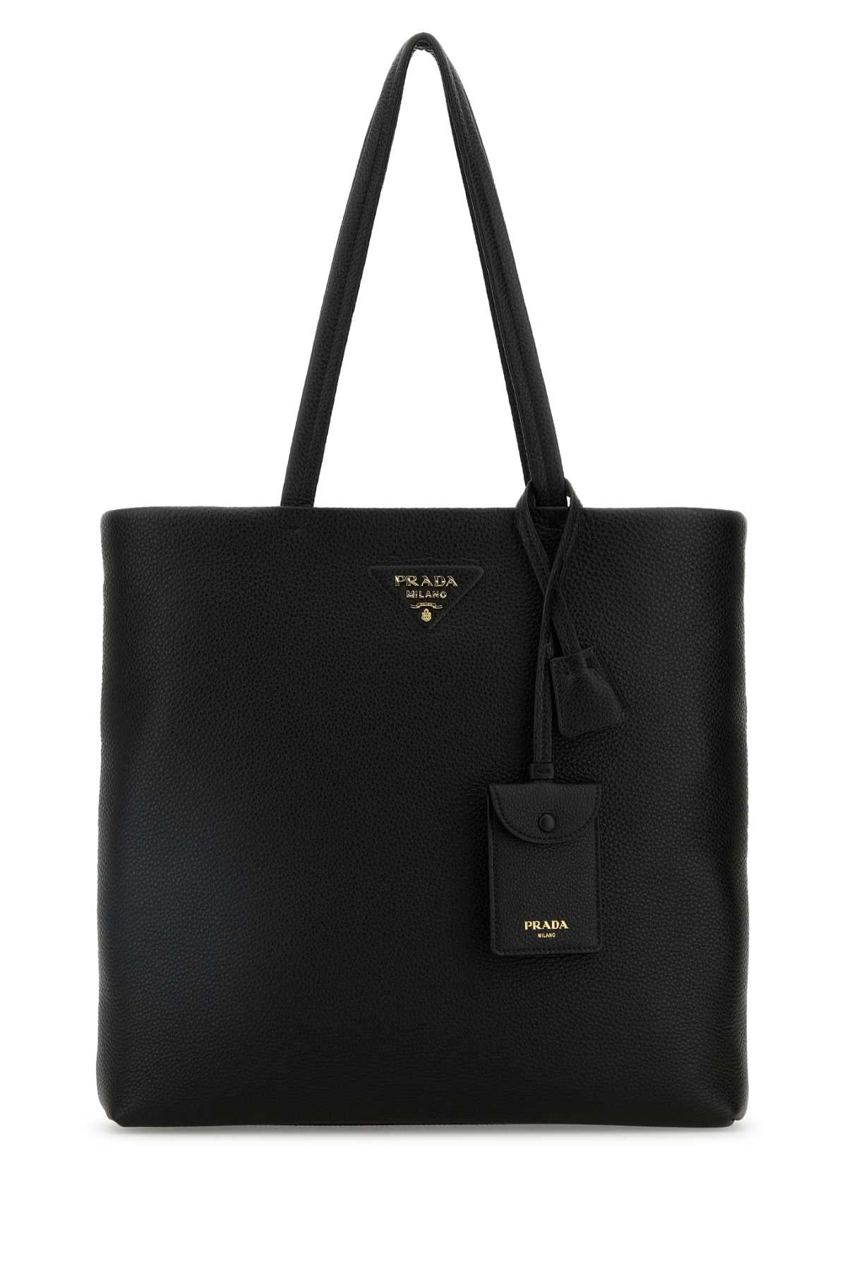 Prada Women Black Leather Shopping Bag