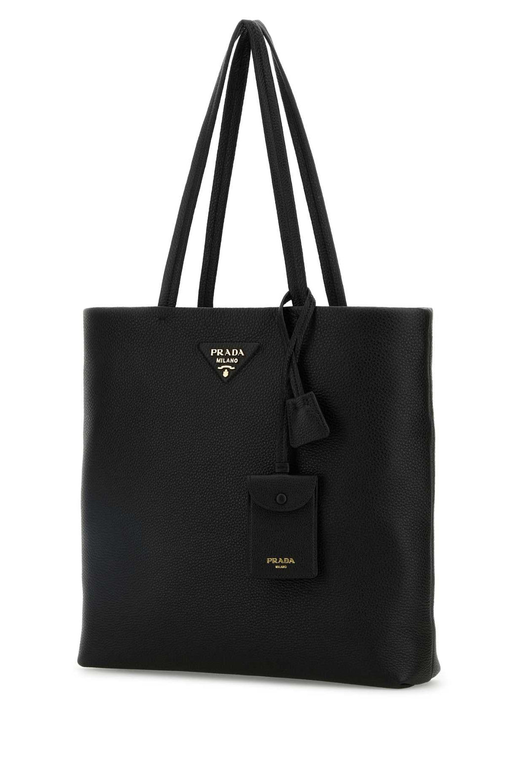 Prada Women Black Leather Shopping Bag