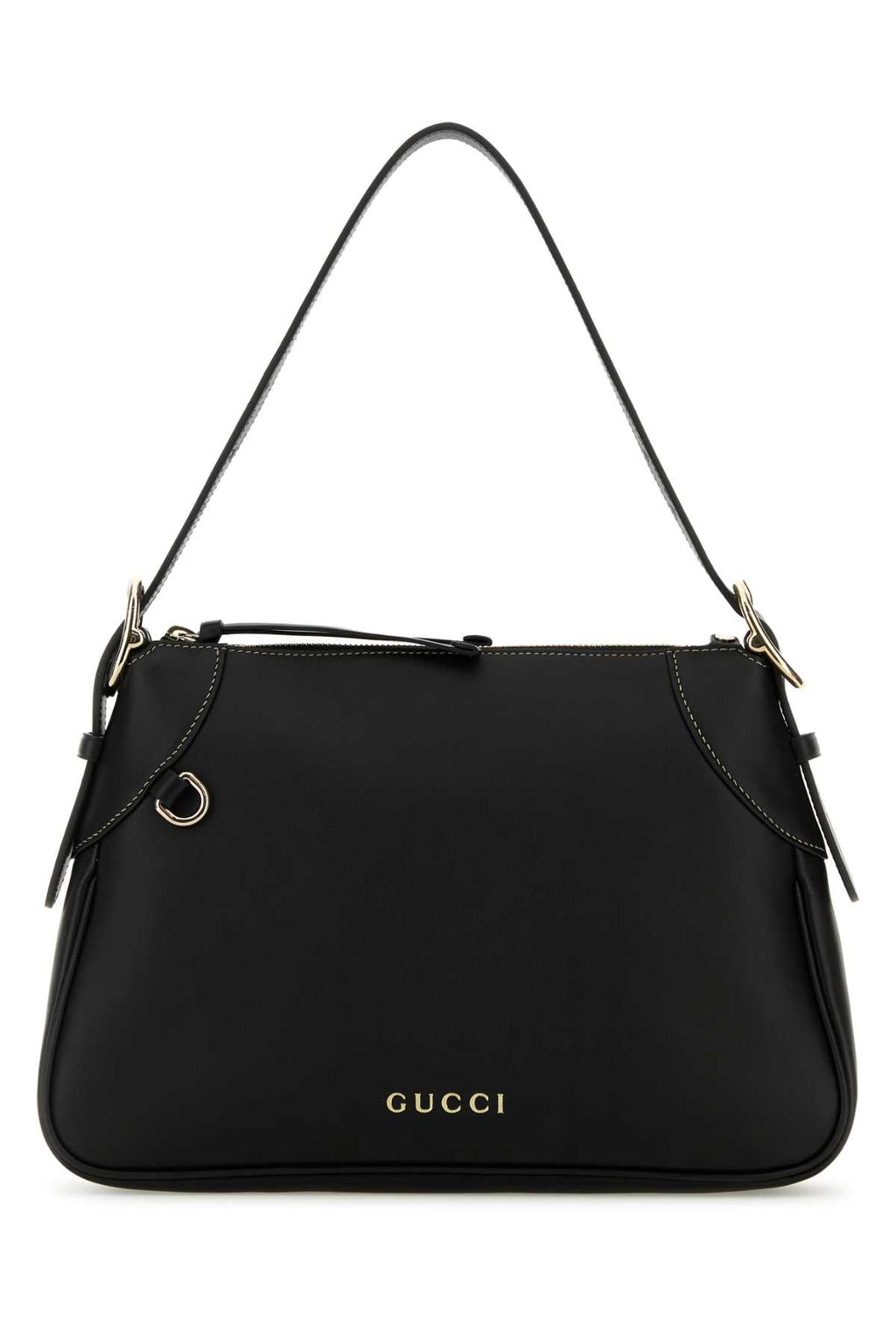 Gucci Women Black Leather Medium Gg Emblem Shoulder Bag