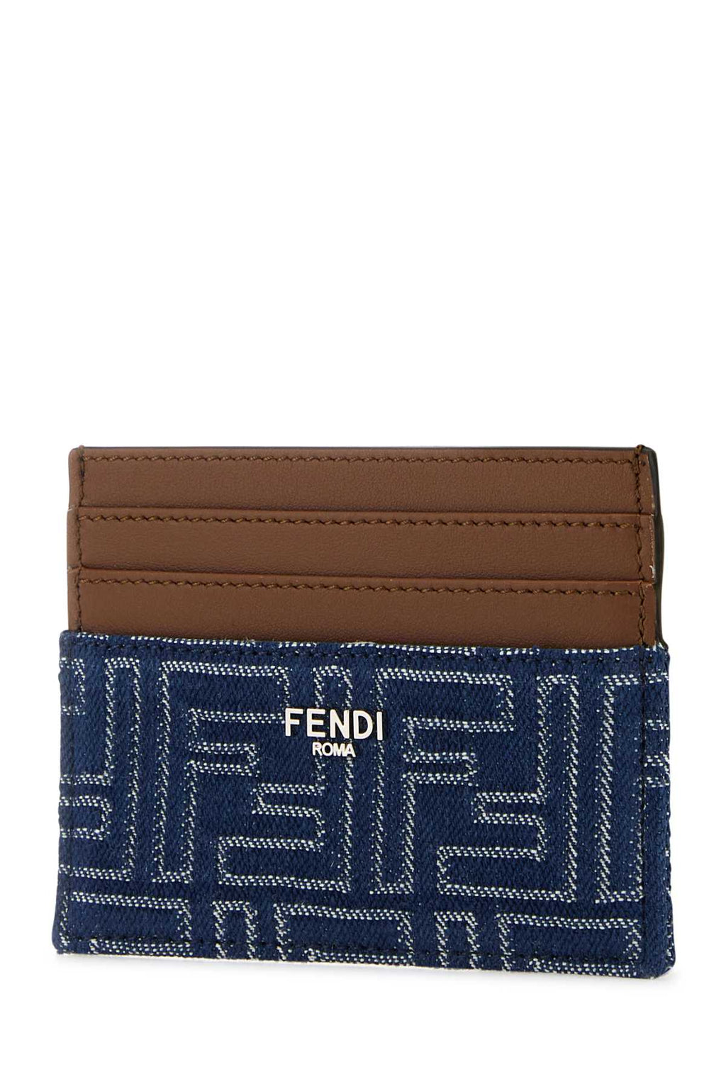 Fendi Men Embroidered Denim Card Holder