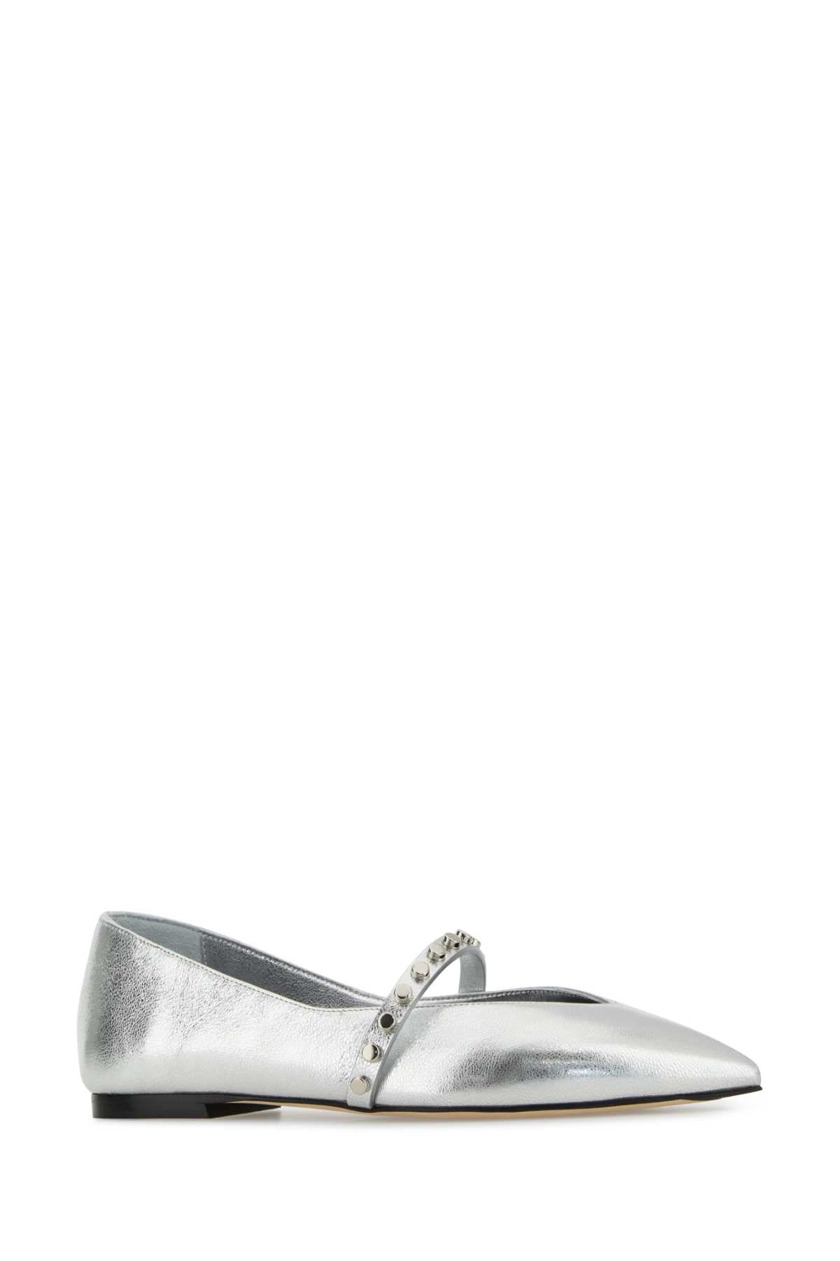 Alexander Mcqueen Women Silver Leather Ballerinas