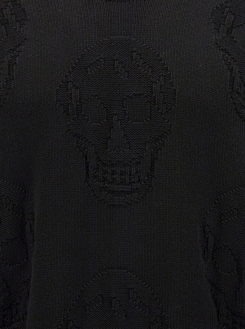 Alexander Mcqueen Men Black Sweater With Tonal Skull Embellishment In Cotton Man