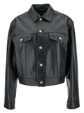Balenciaga Women Black Cropped Jacket With Silver-Tone Branded Buttons In Super Smooth Leather Woman
