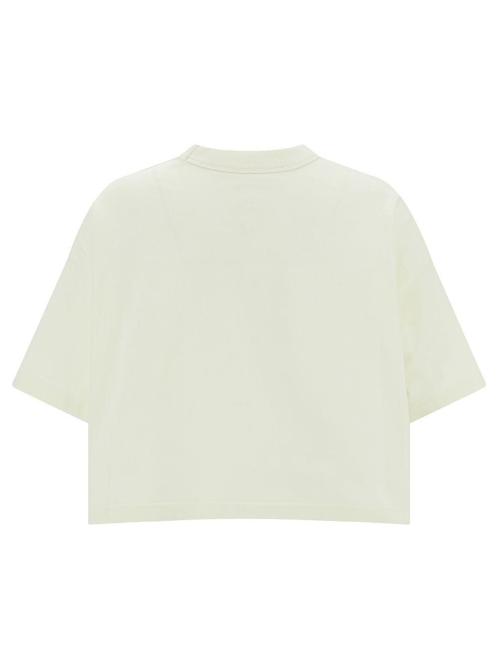 Bottega Veneta Women White Crop T-Shirt With Patch Pockets In Cotton Woman