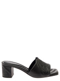 Alexander Mcqueen Women Black Slip-On Sandals With Embossed Logo In Padded Leather Woman