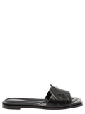 Alexander Mcqueen Women Black Quilted Sandals With Logo Motif In Leather Woman