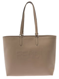 Fendi Men Beige Tote Bag With Embossed Logo In Leather Man