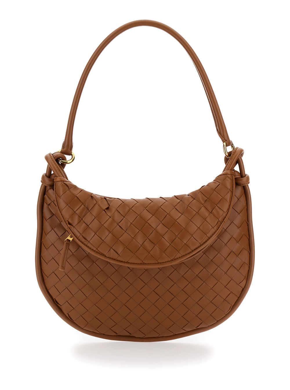 Bottega Veneta Women 'Gemelli Medium' Light Brown Hobo Shoulder Bag With Intrecciato Motif In Leather Woman