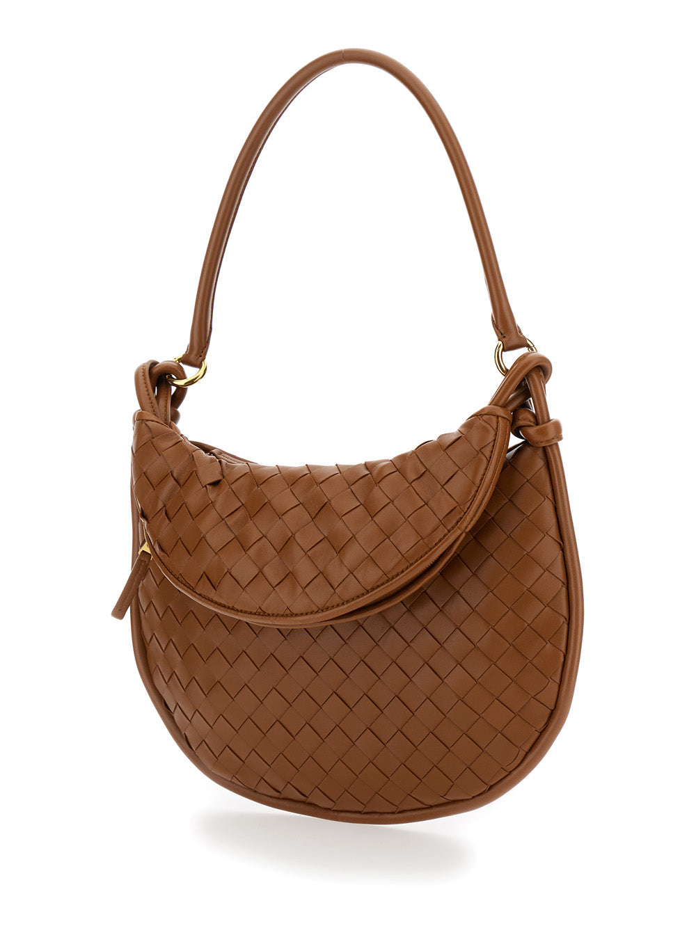 Bottega Veneta Women 'Gemelli Medium' Light Brown Hobo Shoulder Bag With Intrecciato Motif In Leather Woman