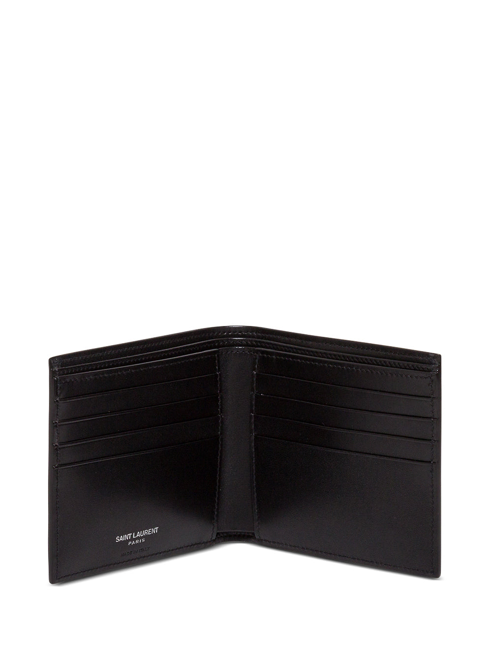 Saint Laurent Men Black Leather Wallet With Logo