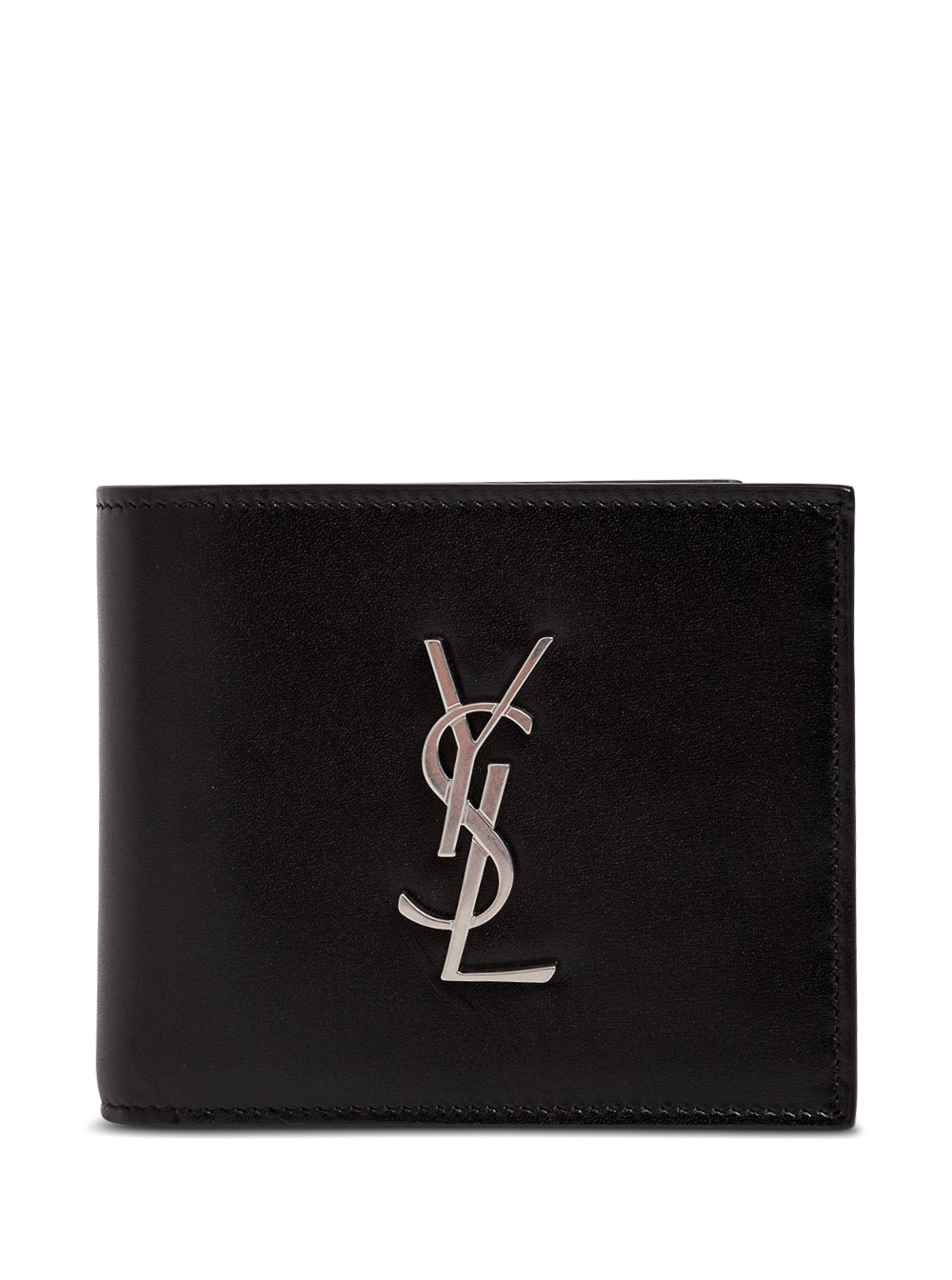Saint Laurent Men Black Leather Wallet With Logo
