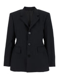 Balenciaga Women 'Hourglass' Black Single-Breasted Jacket With Notched Revers In Wool Woman