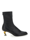Alexander Mcqueen Women 'Armadillo' Black Ankle Boots With Golden Heel In Smooth Leather Woman