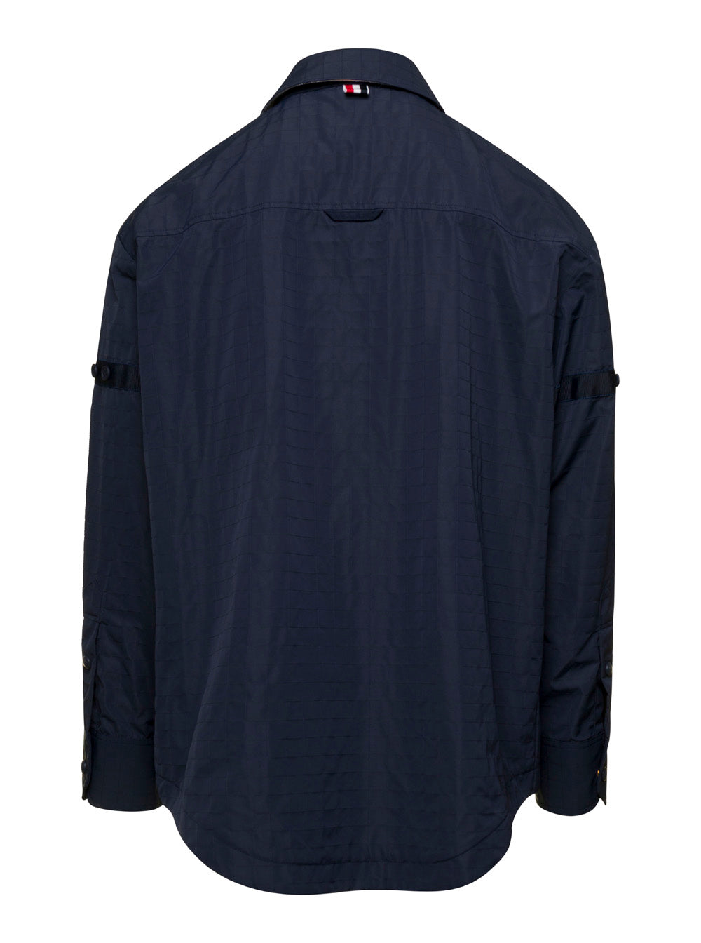 Thom Browne Men Oversized Blue Shirt With Patch Pockets In Polyamide Blend Man