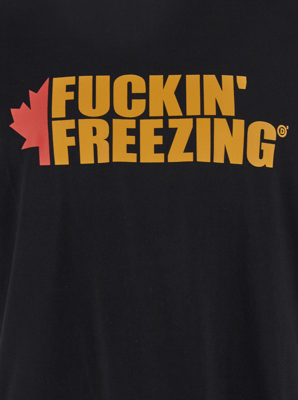 Dsquared2 Men Black Crewneck T-Shirt With Print On The Front And Logo Lettering On The Rear In Cotton Man