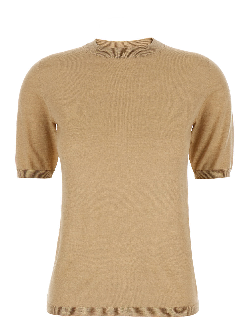 Max Mara Women 'Gerico' Beige Crewneck Sweater With Short Sleeves In Wool Woman