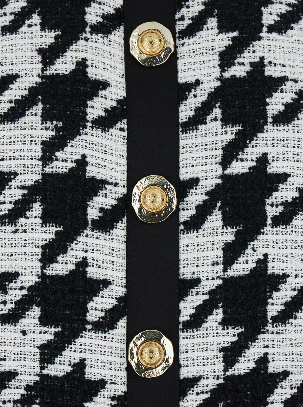 Balmain Women Black And White Halterneck Mini Dress With Houndstooth Motif In Tweed And Satin Woman