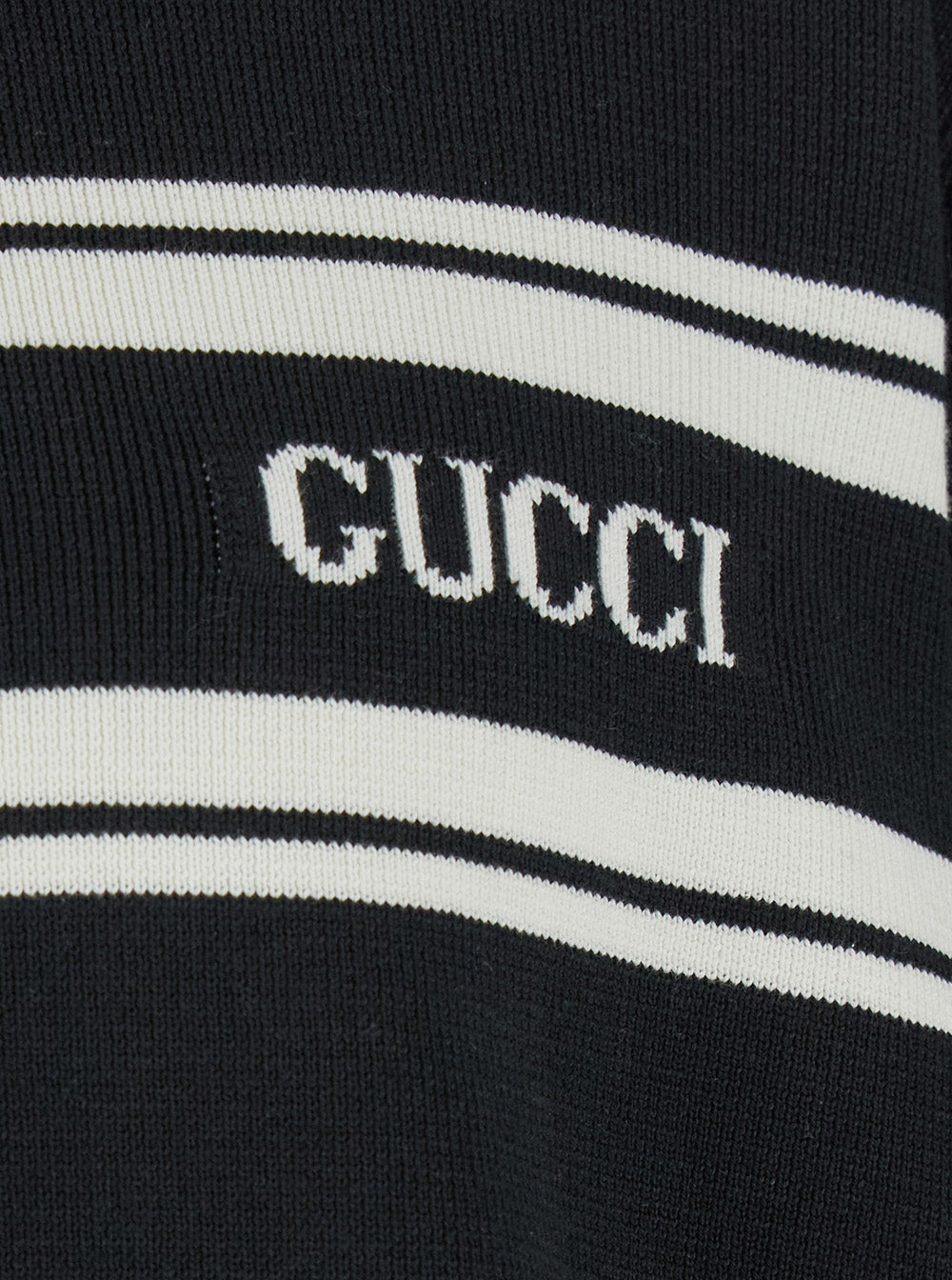 Gucci Men Black Sweater With Logo Lettering On The Front In Wool Man