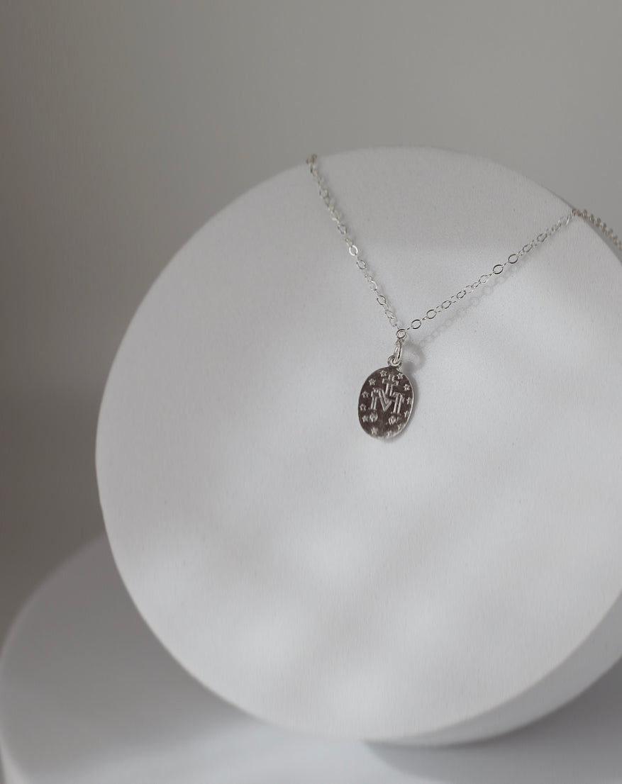 Dainty Miraculous Medal Necklace in Silver