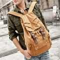 ROCKCOW Multi-Pocket Hiking Military Rucksack with Leather Accents on Brown 1005