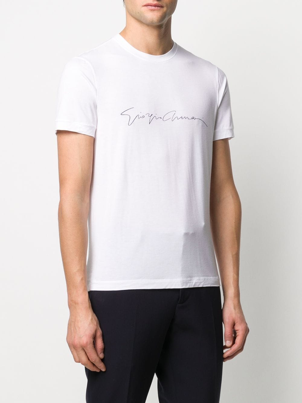 Giorgio Armani Men Asv Stretch-Viscose T-Shirt With Signature Logo