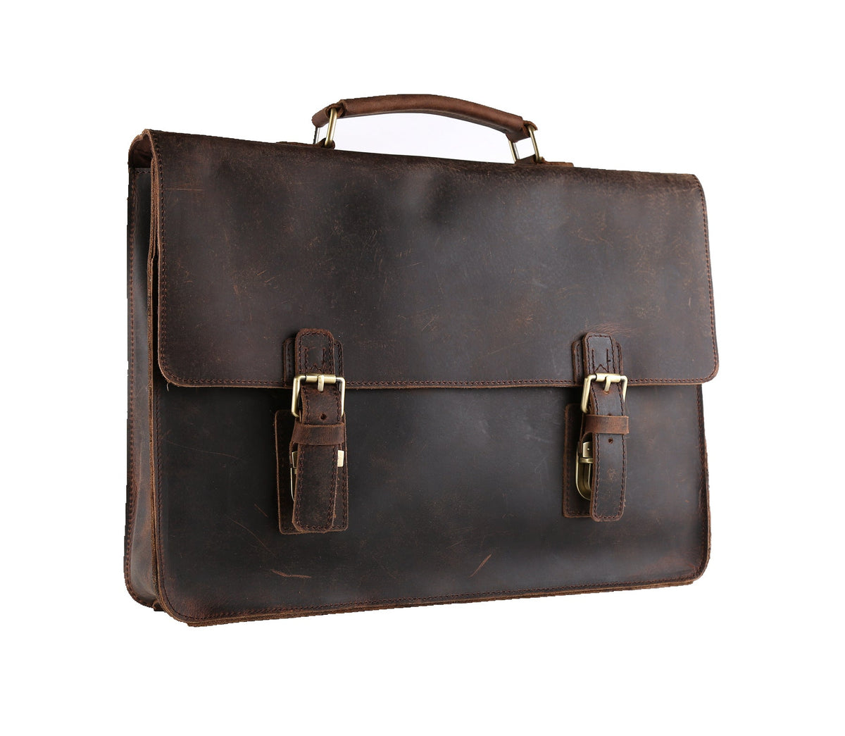 Vintage Brown Leather Briefcase, Men Messenger Bag, Laptop Bag 7035B-1