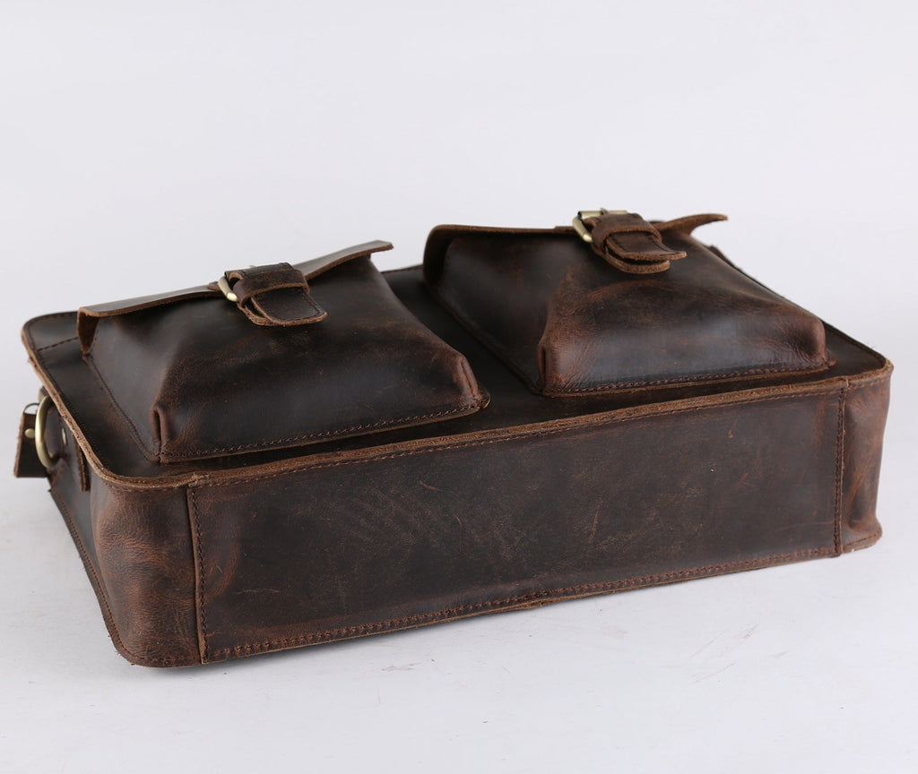 Vintage Brown Leather Briefcase, Men Messenger Bag, Laptop Bag 7035B-1