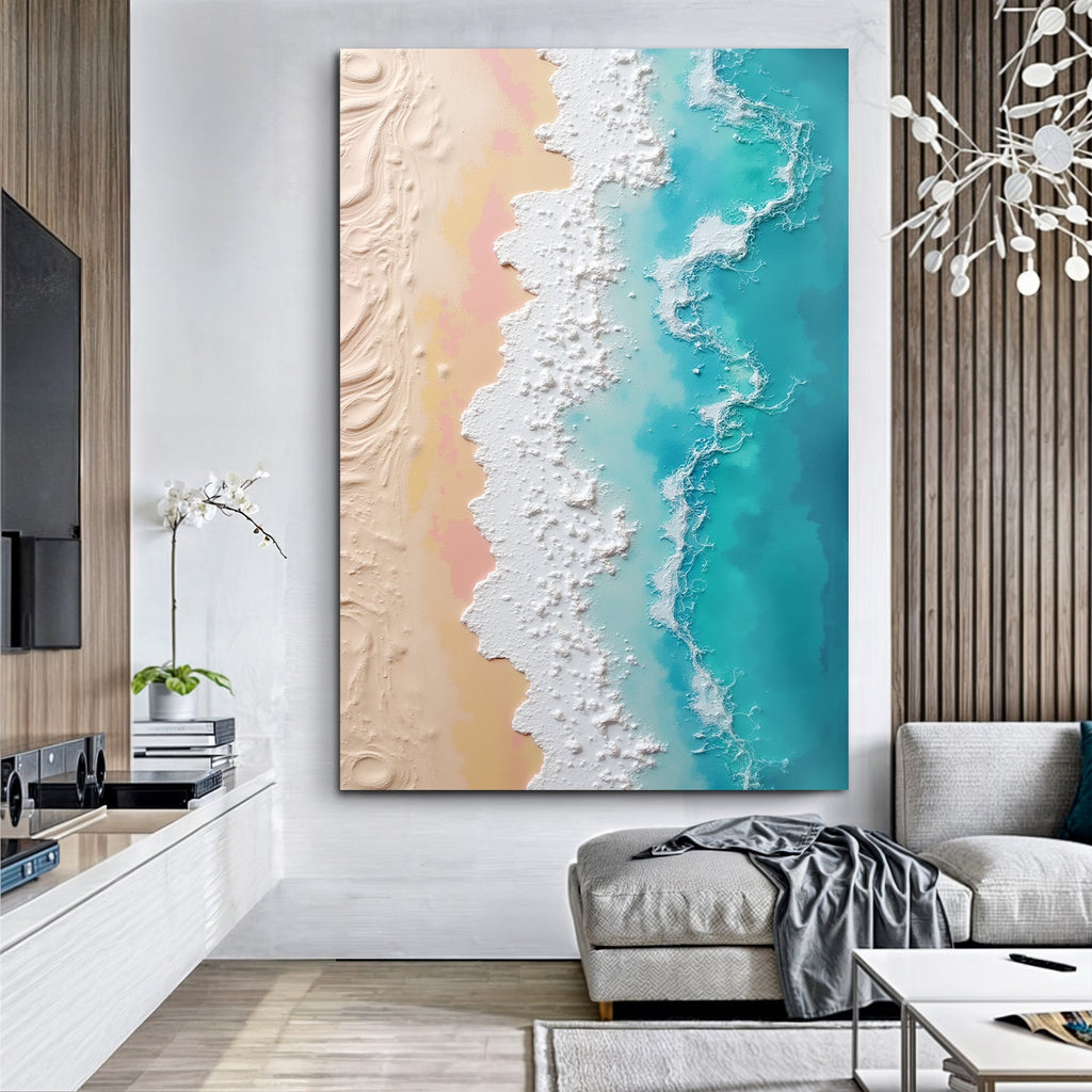 Minimalist Pink and Blue Ocean Wall Art