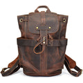 Crazy Horse Leather Travel Backpack Retro Style Full Grain Leather Laptop Backpack For Men