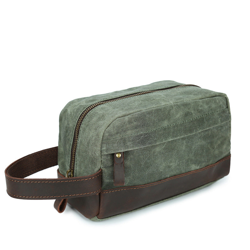 Groomsmen Gift Waxed Canvas Leather Toiletry Bag Waterproof Dopp Kit Cosmetic Bag